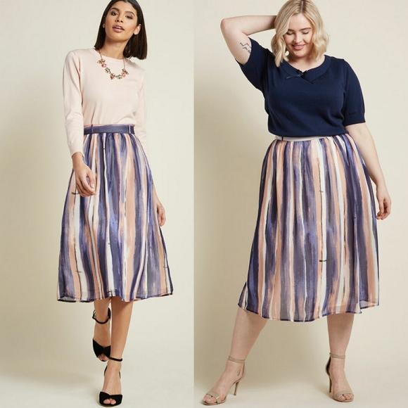 Modcloth Dresses & Skirts - Modcloth Style Saga Chiffon Midi Watercolor Skirt